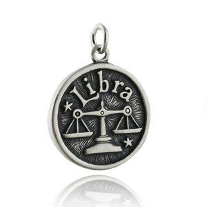 Libra Charm 925 Sterling Silver Double Side Zodiac Constellation Pendant Jewelry